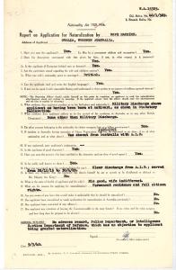 Mark Machich's application for naturalisation. 