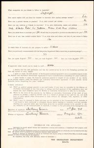 Page 2 of the migration form, Emigration Department Malta.