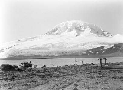 A view of Big Ben, a dormant volcano on Heard Island, 1957. NAA: A1200, L23309