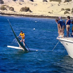 Prince Charles wind surfing. 