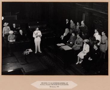 The Duke of Gloucester being sworn in as Governor-General of Australia, 30th January 1945.