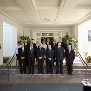 Governor-General Michael Jeffrey, John Howard and members of Cabinet posing for a photograph.