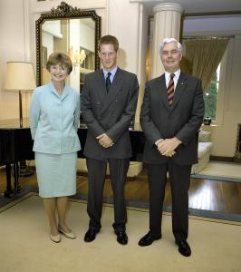 Marlena Jeffery, HRH Prince Harry and Governor-General Michael Jeffery. 