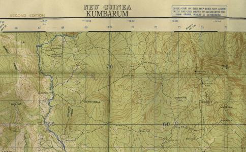 Coloured topographic map titled New Guinea, Kumbarum.