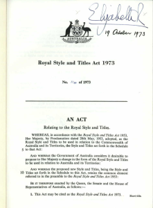 Royal Style and Titles Act 1973, signed by Queen Elizabeth II, 19 October 1973.