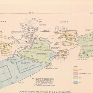 Coloured map showing debris beneath the water.