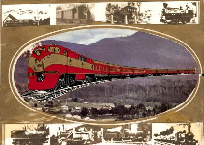 Composite image of trains and landscape.