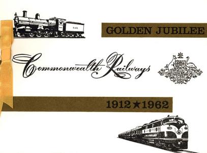 Commonwealth Railways drawing of steam train and diesel locomotive.